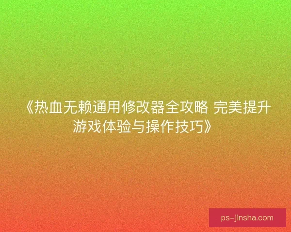 《热血无赖通用修改器全攻略 完美提升游戏体验与操作技巧》